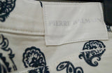 PIERRE BALMAIN Cream & Navy Cotton Stretch Paisley Print Summer Denim Shorts 29