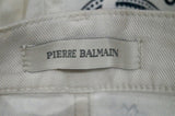 PIERRE BALMAIN Cream & Navy Cotton Stretch Paisley Print Summer Denim Shorts 29