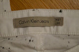 CK CALVIN KLEIN Cream Black Splatter Print Skinny Jeans Trousers Pants W27 BNWT