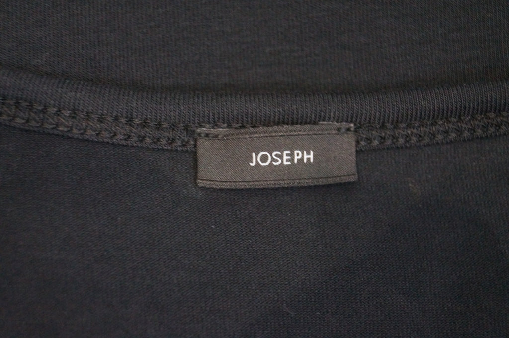 JOSEPH Black Cotton Stretch Round Neck Pleat Detail Sleeveless Vest Tank Top
