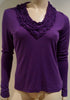 ETRO MILANO Purple Wool Blend Ruffled V Neck Long Sleeve Sweater Top 44 UK12