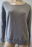 VINCE Pale Grey 100% Cotton Scoop Neck Long Sleeve Casual Jumper Sweater Top M
