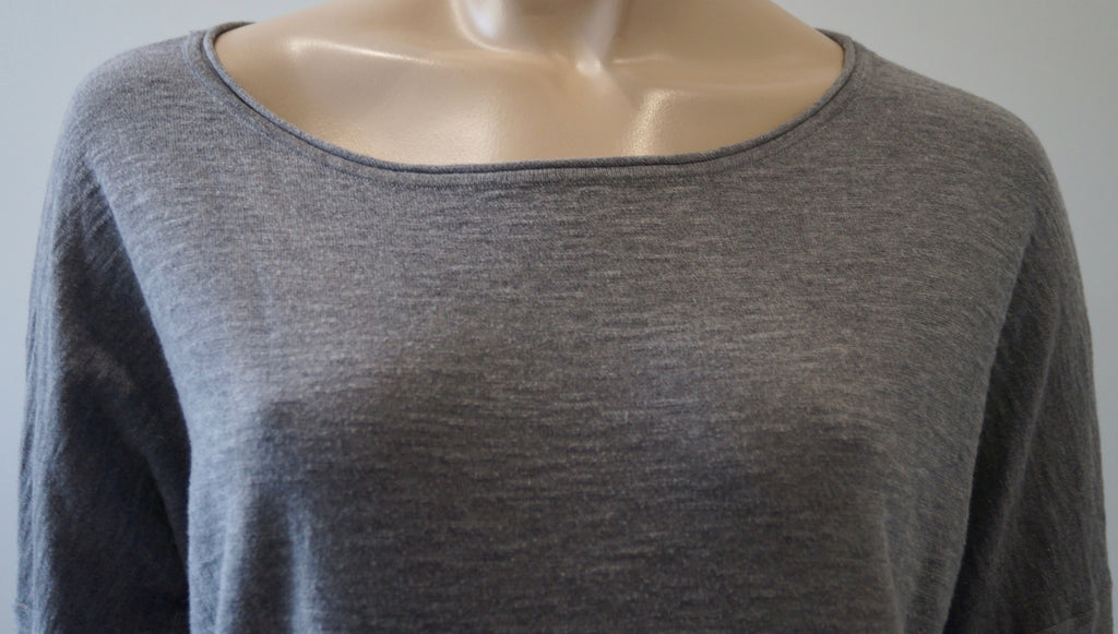 VINCE Pale Grey 100% Cotton Scoop Neck Long Sleeve Casual Jumper Sweater Top M