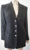 RENA LANGE JEANS Black 100% Flax Branded V Neckline Lined Blazer Jacket D44 GB18