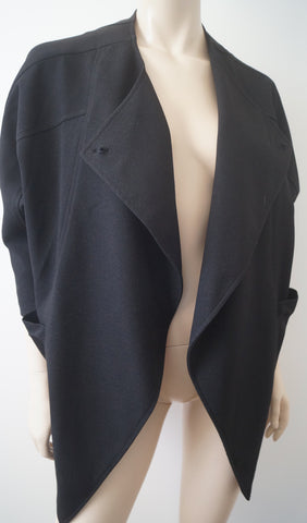 BURBERRY LONDON Black Wool Blend Collarless Sleeveless Waistcoat Gillet Jacket M
