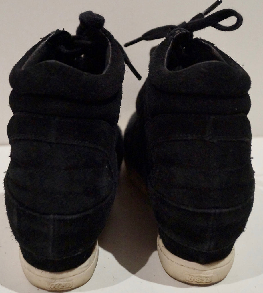 ASH Kids Black Suede Rubber Sole Hidden Wedge High Tops Sneakers Trainers EU36