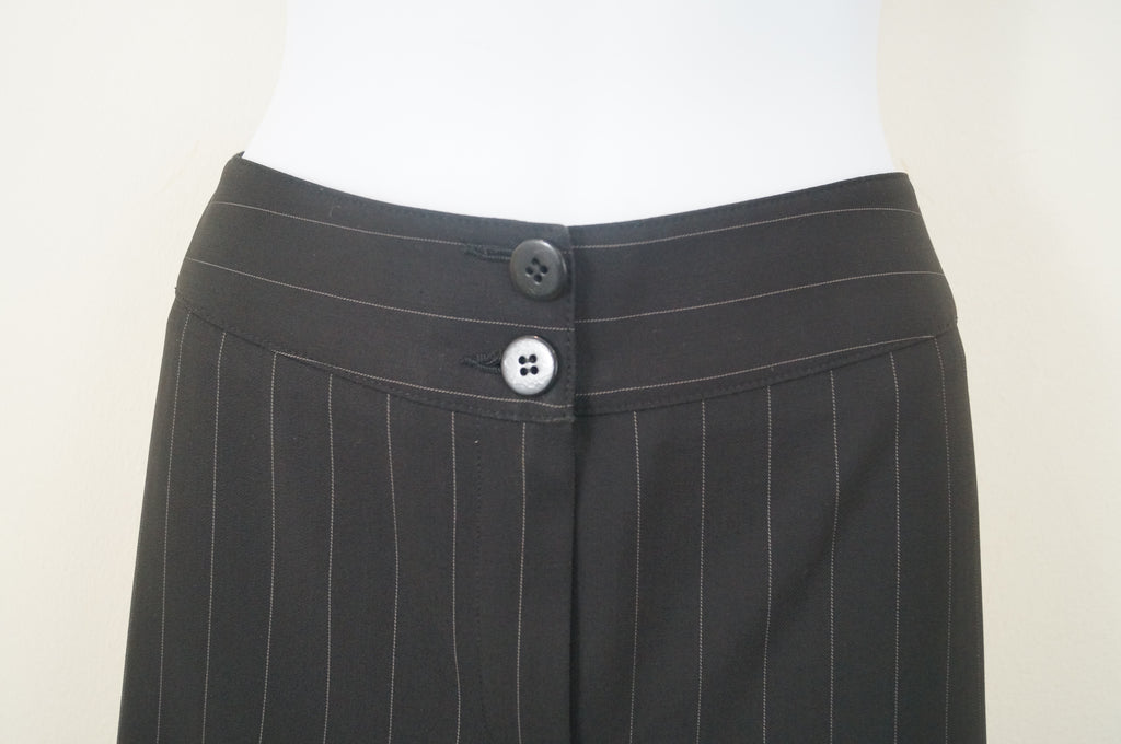 ARMANI COLLEZIONI Black & Grey Pinstripe Straight Leg Formal Trousers Pants UK12