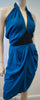 RM BY ROLAND MOURET Royal Blue Halter V Neck Sleeveless Draped Panel Dress UK12