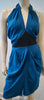 RM BY ROLAND MOURET Royal Blue Halter V Neck Sleeveless Draped Panel Dress UK12