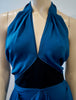 RM BY ROLAND MOURET Royal Blue Halter V Neck Sleeveless Draped Panel Dress UK12