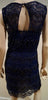 ALICE & OLIVIA Navy Blue Lace Sequin & Bead Embellished Sleeveless Evening Dress