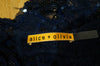 ALICE & OLIVIA Navy Blue Lace Sequin & Bead Embellished Sleeveless Evening Dress