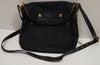MARC BY MARC JACOBS Black Fabric Leather Gold Tone Zipper Branded Shoulder Bag