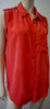 EQUIPMENT FEMME Coral Orange 100% Silk Collared Sleeveless Tunic Blouse Top S