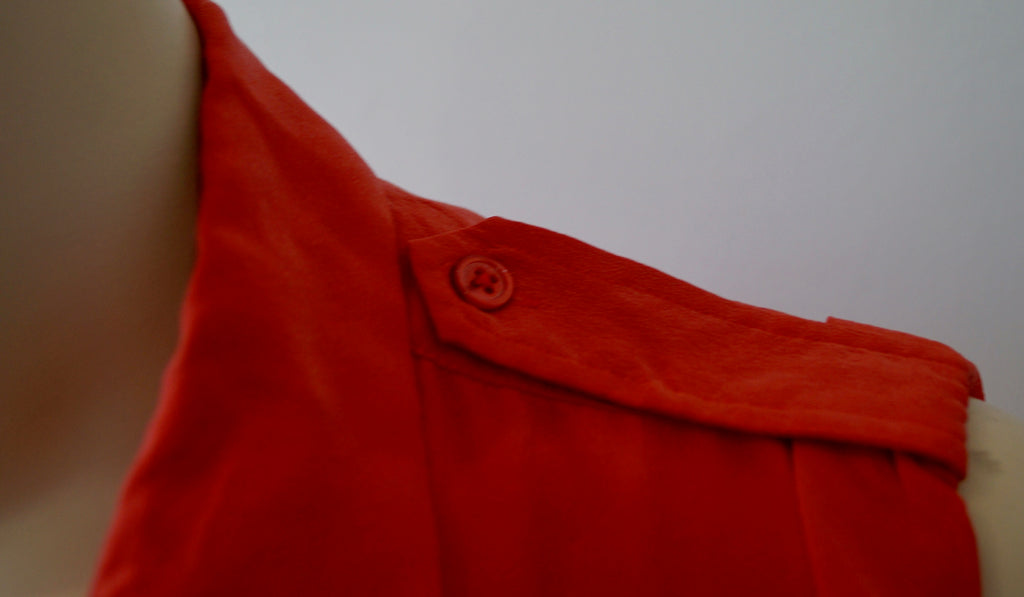 EQUIPMENT FEMME Coral Orange 100% Silk Collared Sleeveless Tunic Blouse Top S