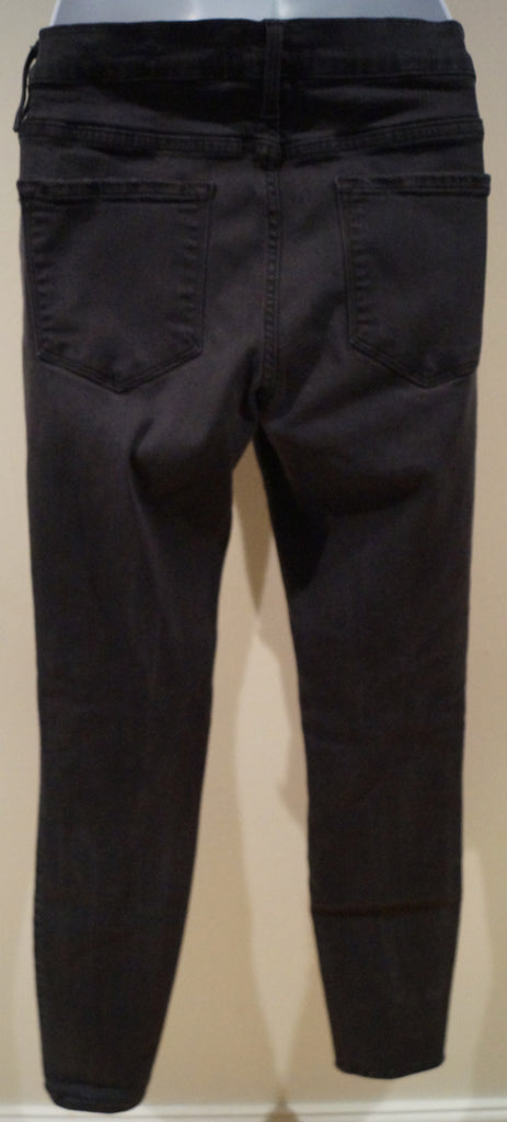 FRAME DENIM Charcoal Grey Cotton Blend Distressed Ripped Slim Skinny Jeans Pants