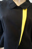 FERAUD Midnight Black & Yellow Trim 100% Silk Collared Boxy Blazer Jacket