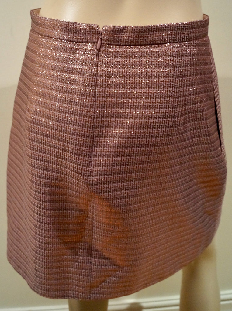 CARVEN Women's Copper Bronze Metallic Evening Short Mini Skirt Sz:40 UK12