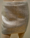 JOSEPH Women's NIKKI Silver Metallic Laminated Evening Short Mini Skirt F38 UK10