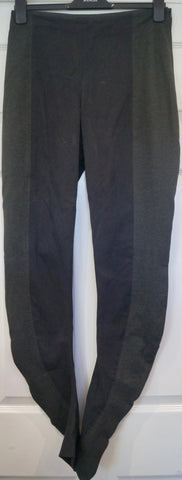 THEORY Grey Black Cream ADBELLE K Tweed Twill Stretch Leggings Trousers Pants S