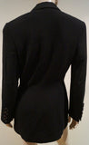 GEORGES RECH Women's Black Wool Blend Sheen Lapels Evening Blazer Jacket 40 UK12
