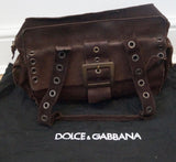 DOLCE & GABBANA Women's Brown Suede Zip Fastened Double Strap Tote Shoulder Bag