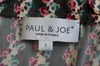 PAUL & JOE Khaki Cream Pink 100% Silk Floral Stripe Short Sleeve Blouse Top Sz:1