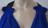 ISABEL MARANT Royal Blue 100% Silk V Neck Gathered Pleated Sleeveless Blouse Top