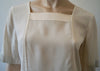YVES SAINT LAURENT VARIATION Cream Square Neck Short Sleeve Blouse Top F36 UK8