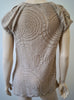 ANNE FONTAINE Beige Embroidery Detail Short Sleeve Jumper Sweater Top 38 UK8/10