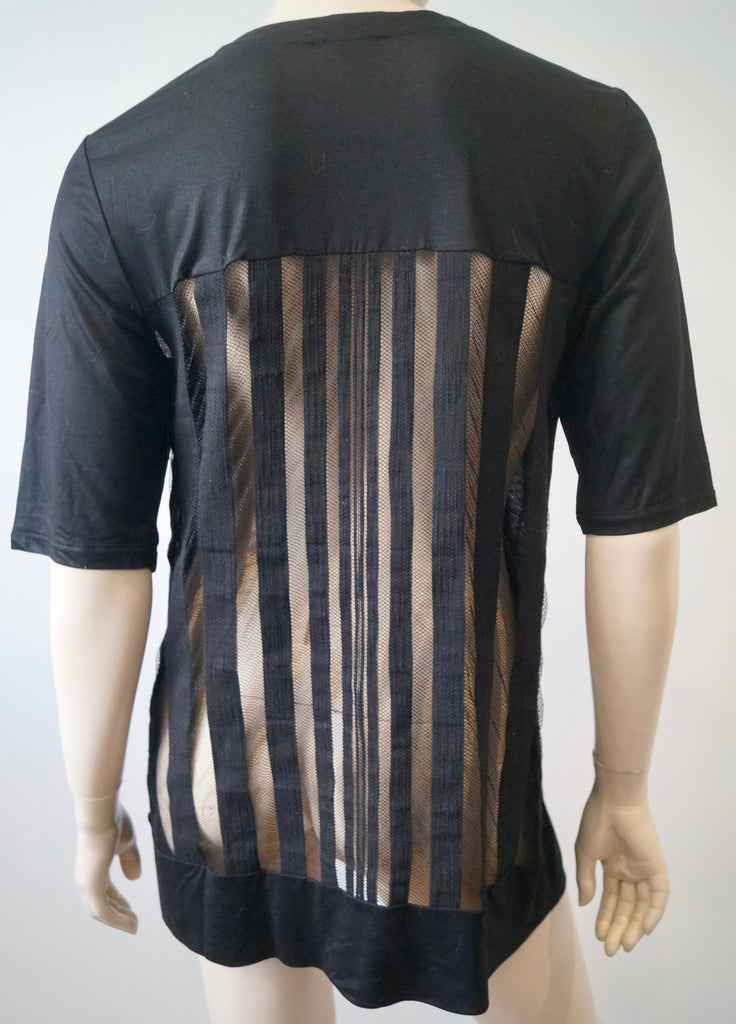 LA PERLA Black Round Neck Sheer Rear Silk Panel Short Sleeve T-Shirt Tee Top 14
