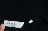 SANDRO Black Crossover Plunge V Neckline Sleeveless Long Length Blouse Top 2; M