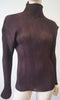 ISSEY MIYAKE Women's Brown High Polo Neck Pleated Blouse Top Sz: M/L