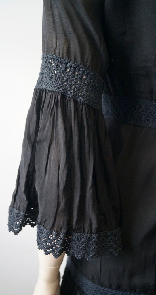 MELISSA ODABASH Black 100% Cotton Embroidered Short Cover Up Beach Dress UK8