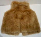 CHLOE Girls Beige Faux Fur Round Neck Sleeveless Lined Gilet Jacket Top 12Y