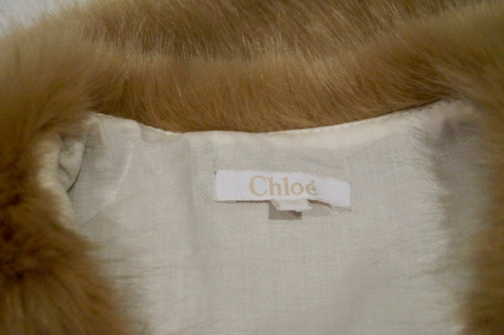 CHLOE Girls Beige Faux Fur Round Neck Sleeveless Lined Gilet Jacket Top 12Y