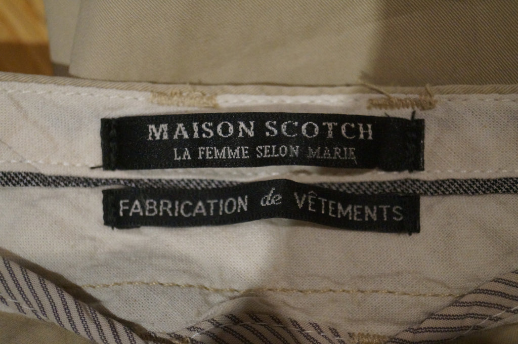 MAISON SCOTCH Designer Beige 100% Cotton Tapered Casual Trousers Pants W29 L32