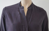 JOSEPH Deep Purple Plum Silk Collarless Long Sleeve Blouse Shirt Top 38 UK10