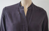 JOSEPH Deep Purple Plum Silk Collarless Long Sleeve Blouse Shirt Top 38 UK10