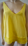 TIBI Women's Yellow 100% Silk V Neck Sleeveless Sheer Hem Lined Cami Vest Top 12