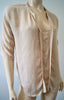 REBECCA TAYLOR Nude Beige 100% Silk Collarless 3/4 Sleeve Blouse Shirt Top UK10