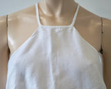 MILLY Women's White Tencel & Linen Square Neckline Sleeveless Cami Vest Top M