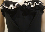 PREEN BY THORNTON BREGAZZI Black & Cream Bandeau Peplum Waist Evening Dress M
