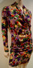 KENZO PARIS Bold Multi-Colour Floral Print Wool Draped V Neck Top & Skirt Suit