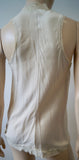 RAMY BROOK Cream Pearl Silk Crossover V Neckline Sleeveless Blouse Shirt Top L