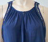 RAMY BROOK Blue Round Neckline Crisscross Perforated Sleeveless Cami Top M