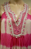 ELIZABETH HURLEY BEACH Pink & White Silk Tie Dye Sleeveless Beaded Maxi Dress S