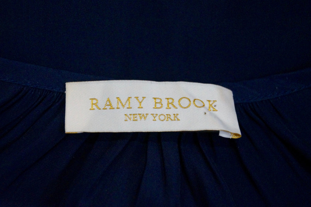 RAMY BROOK Blue Round Neckline Crisscross Perforated Sleeveless Cami Top M