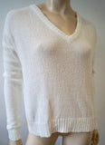 FEEL THE PIECE TERRE JACOBS  Winter White V Neck Texture Knit Jumper Sweater Top