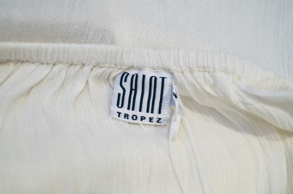 SAINT TROPEZ Winter White Off Shoulder 3/4 Sleeve Cover-Up Beach Dress S BNWT